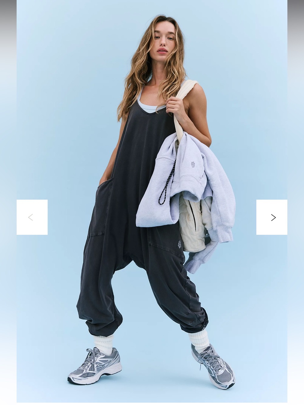 FP Movement by Free People Black Relaxed Strap Jumpsuit with Side Pockets NWOT